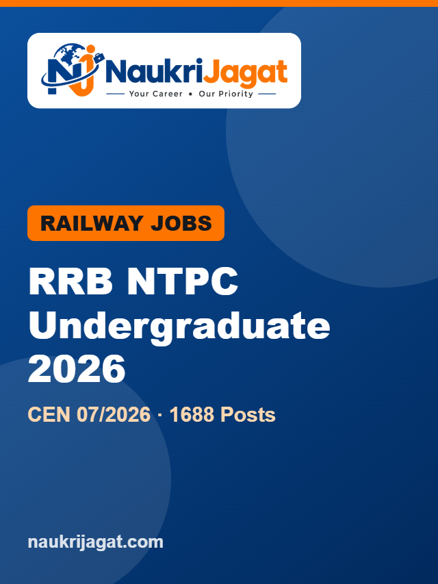 RRB NTPC 12th Pass 2026: 1688 Posts, Last Date 13 Nov